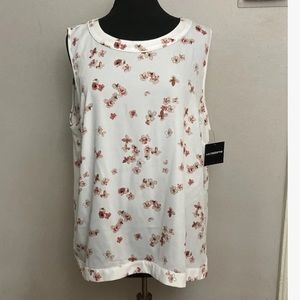 3-30 Liz Claiborne White Top Blouse XXL NWT floral Sleeveless